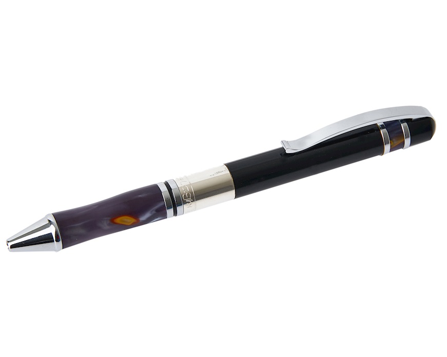 Penna a sfera argento con puntale grigio marrone marmorizzato Settelaghi