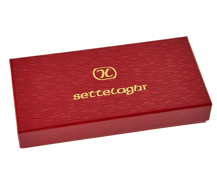 Penna a sfera argento con puntale grigio marrone marmorizzato Settelaghi