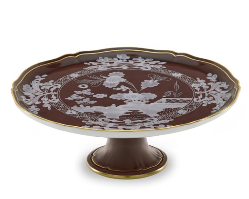Cake plate Oriente Italiano Castagn porcelain Richard Ginori