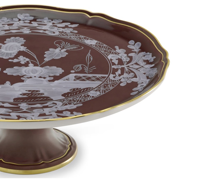Cake plate Oriente Italiano Castagn porcelain Richard Ginori
