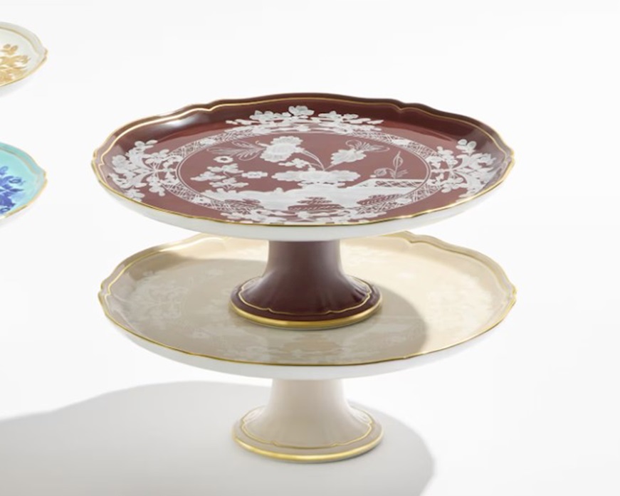 Cake plate Oriente Italiano Castagn porcelain Richard Ginori