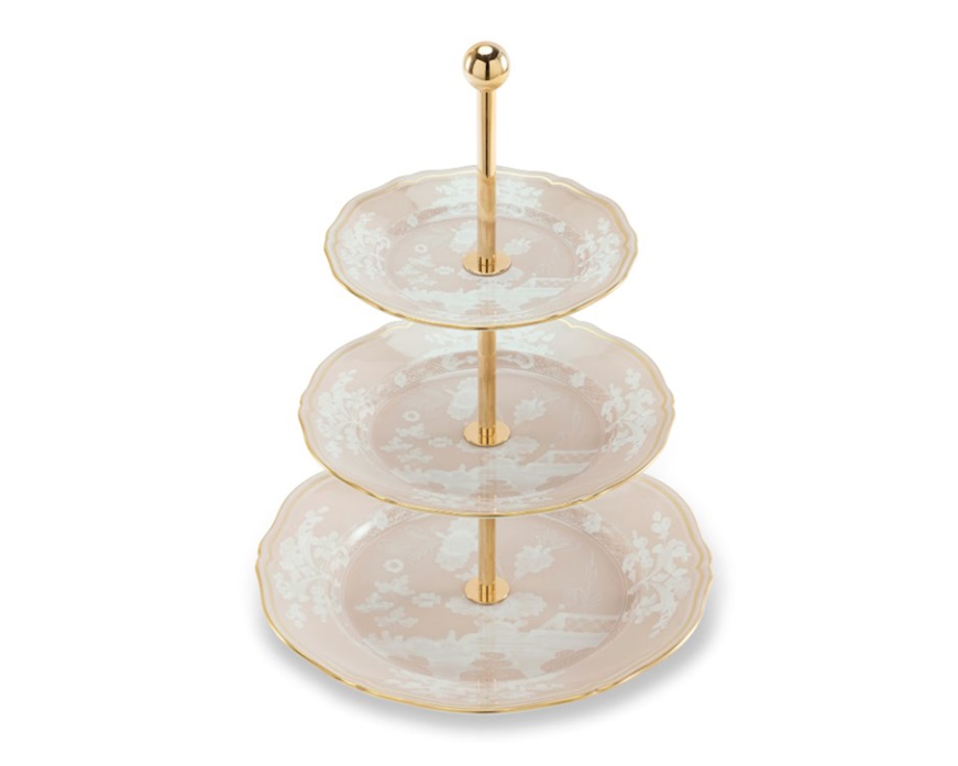 Alzata a 3 livelli Oriente Italiano Meringa porcellana Richard Ginori