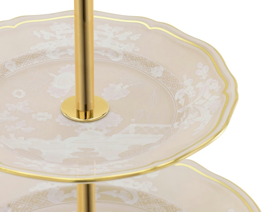 Alzata a 3 livelli Oriente Italiano Meringa porcellana Richard Ginori
