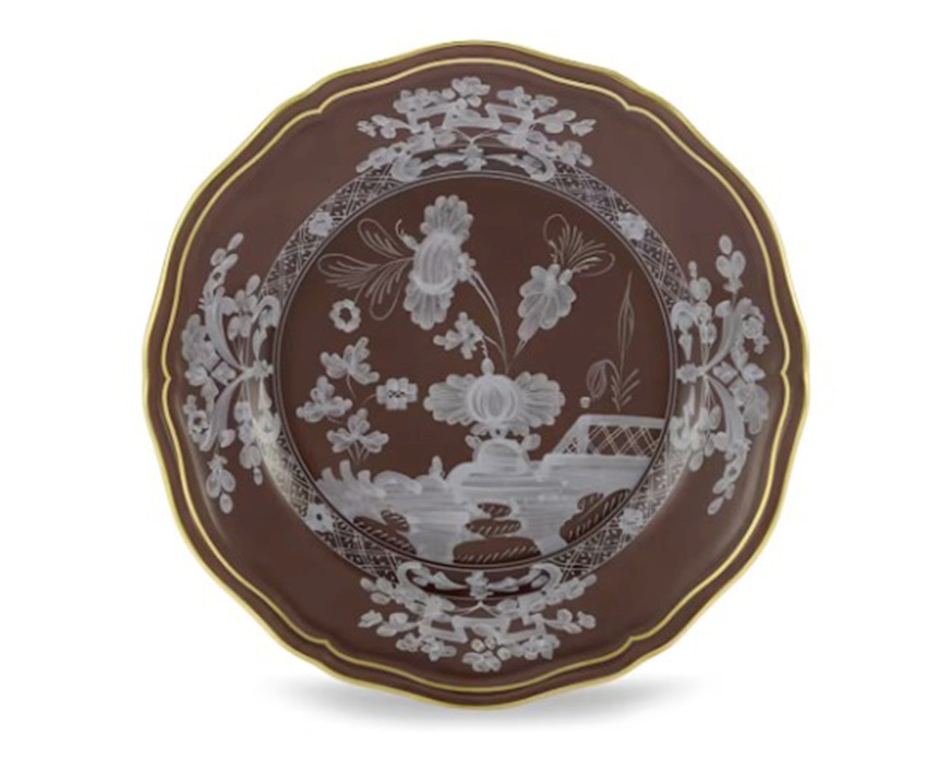 Piatto pane Oriente Italiano Castagna porcellana Richard Ginori