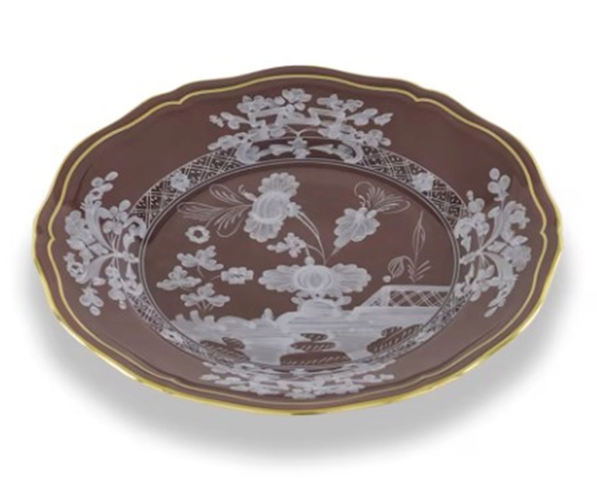 Piatto pane Oriente Italiano Castagna porcellana Richard Ginori