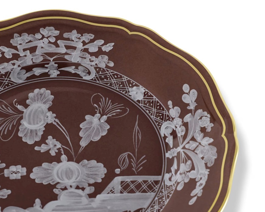 Piatto pane Oriente Italiano Castagna porcellana Richard Ginori