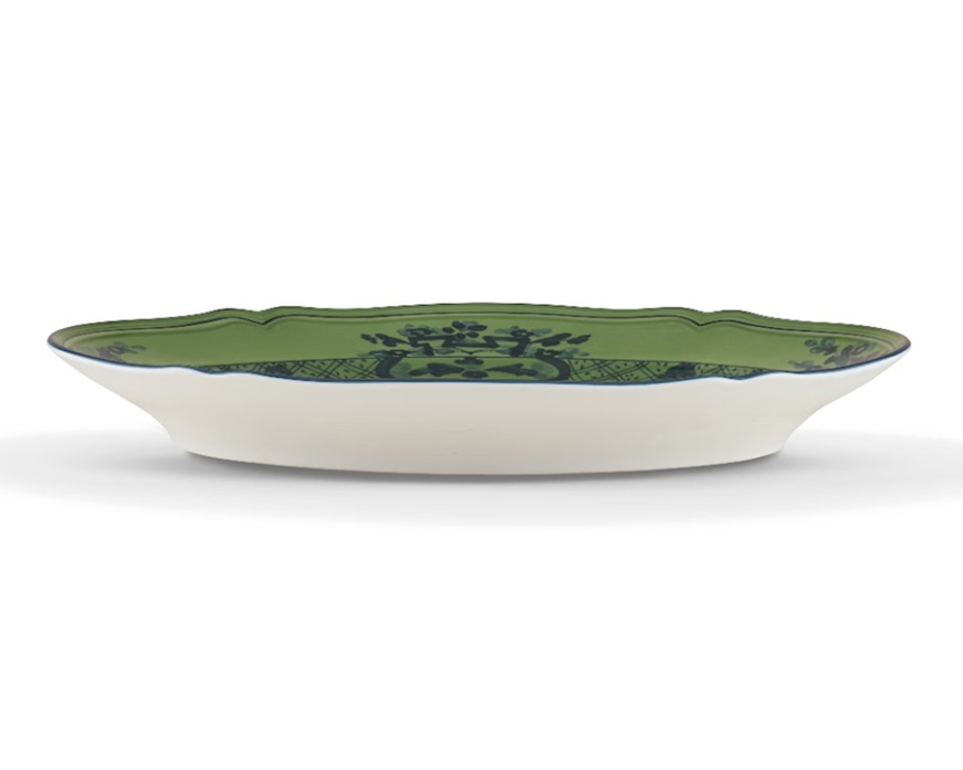 Vassoio ovale Oriente Italiano Malachite porcellana Richard Ginori