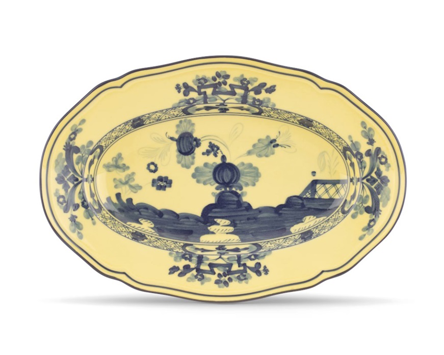 Vassoio ovale Oriente Italiano Citrino porcellana Richard Ginori