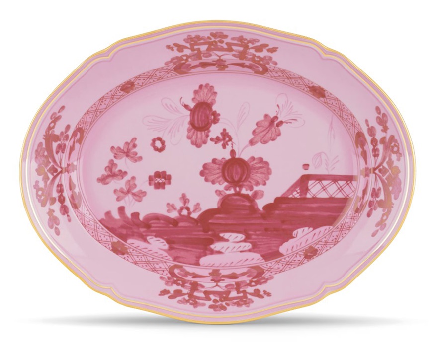 Vassoio ovale Oriente Italiano Porpora porcellana Richard Ginori