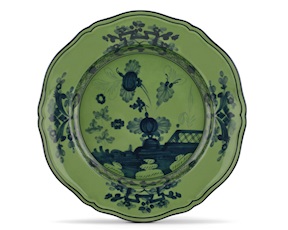 Vassoio rotondo Oriente Italiano Malachite porcellana Richard Ginori