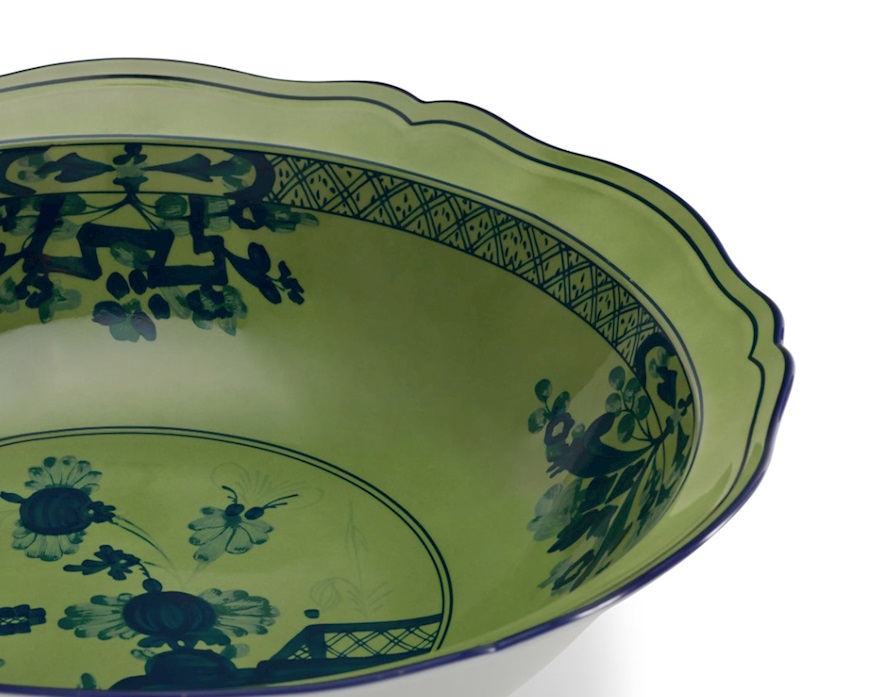 Vassoio rotondo fondo Oriente Italiano Malachite porcellana Richard Ginori