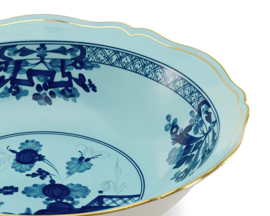 Vassoio rotondo fondo Oriente Italiano Iris porcellana Richard Ginori