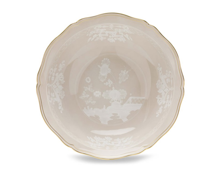 Vassoio rotondo fondo Oriente Italiano Meringa porcellana Richard Ginori