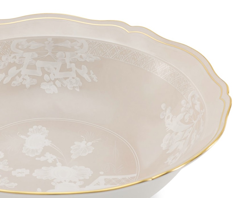 Vassoio rotondo fondo Oriente Italiano Meringa porcellana Richard Ginori