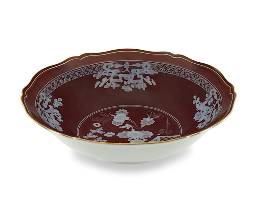 Vassoio rotondo fondo Oriente Italiano Castagna porcellana Richard Ginori