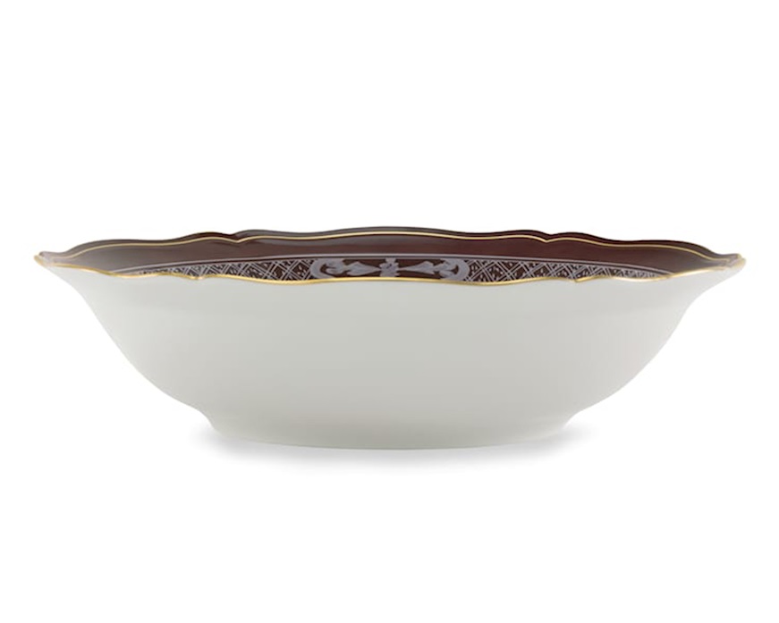 Vassoio rotondo fondo Oriente Italiano Castagna porcellana Richard Ginori