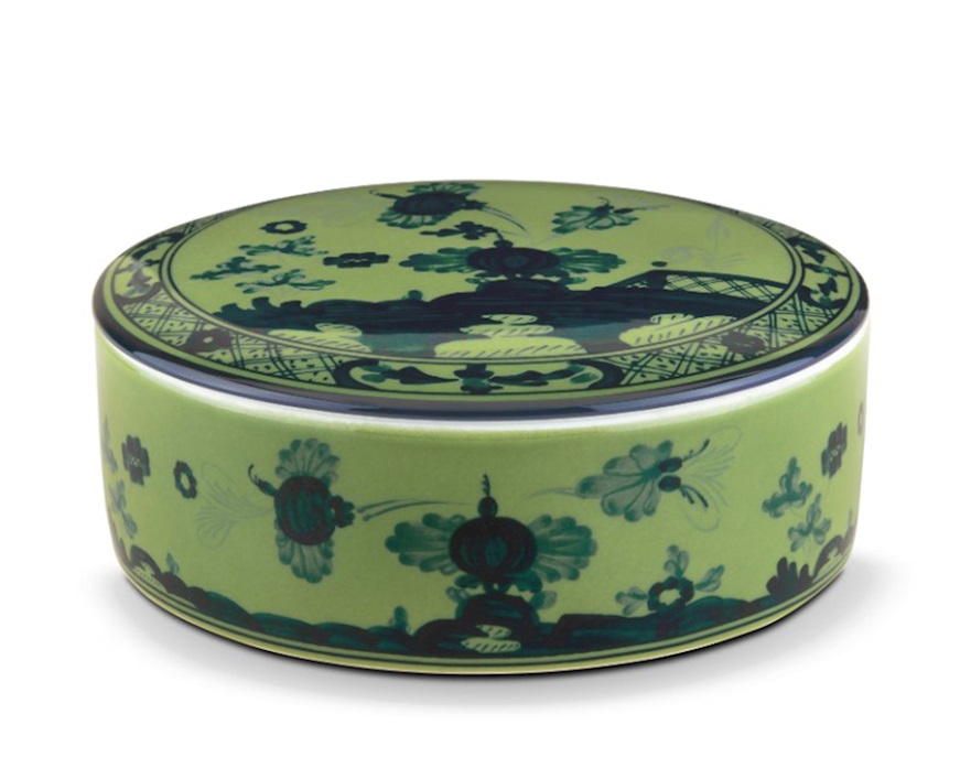 Scatola Oriente Italiano Malachite porcellana Richard Ginori