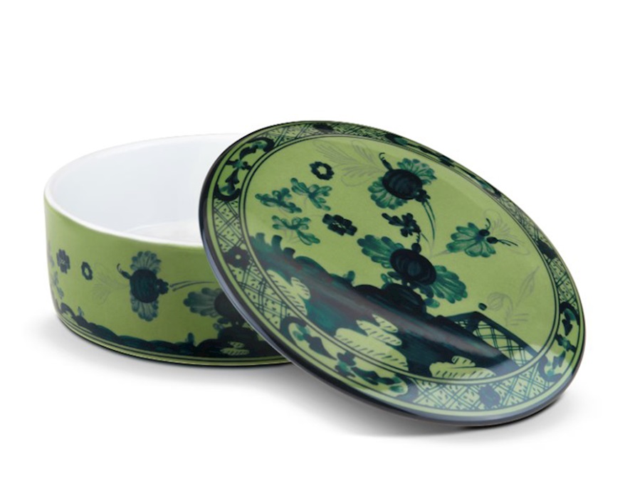 Scatola Oriente Italiano Malachite porcellana Richard Ginori