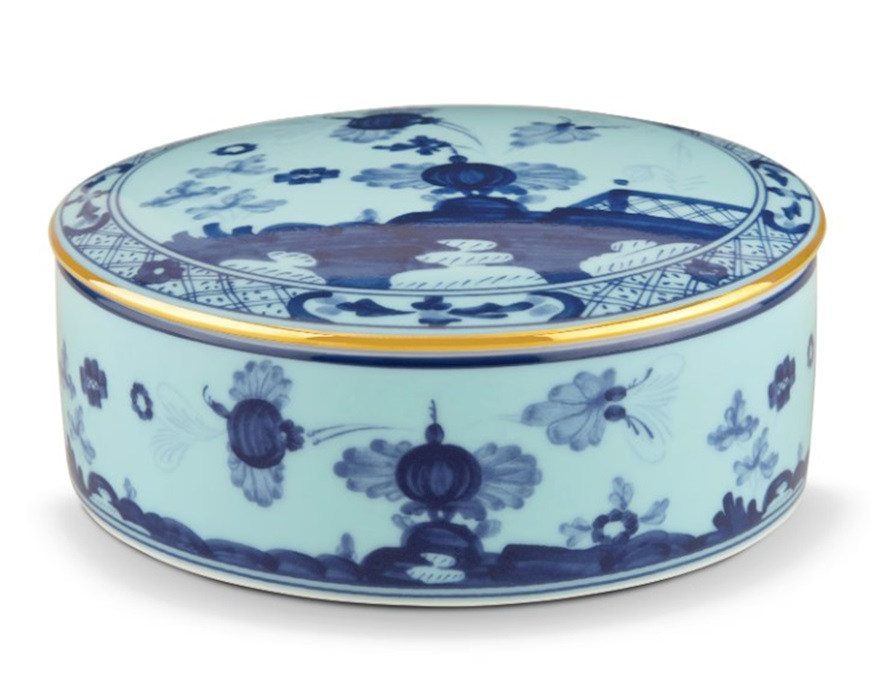 Scatola Oriente Italiano Iris porcellana Richard Ginori