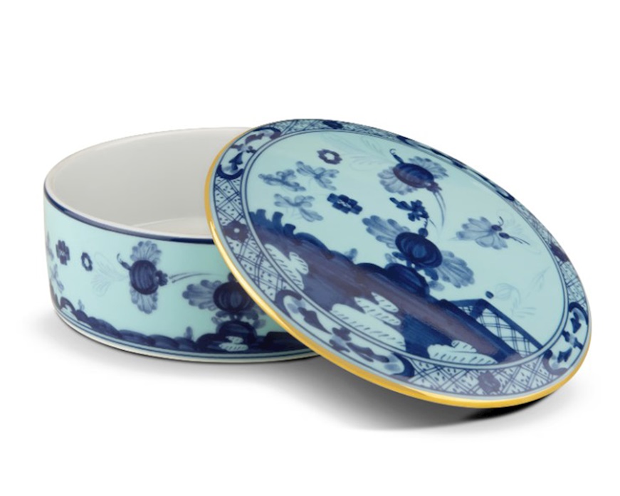 Scatola Oriente Italiano Iris porcellana Richard Ginori