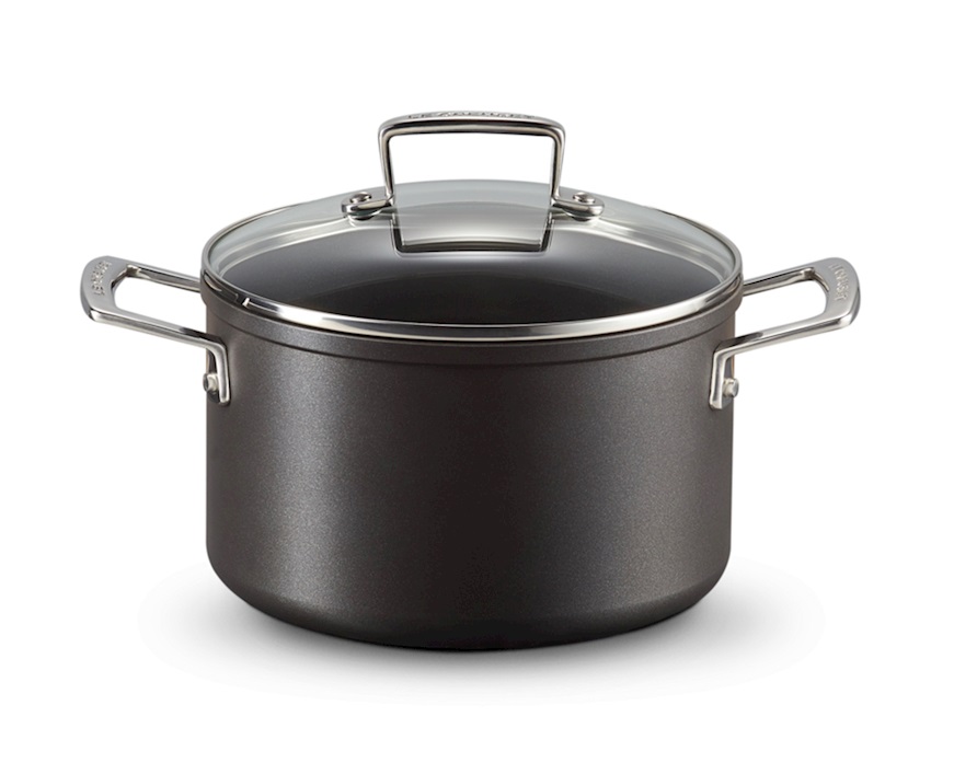 Pentola in alluminio antiaderente nero con coperchio Le Creuset