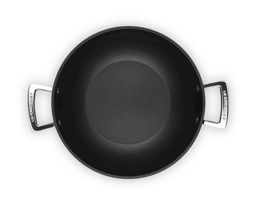 Wok in alluminio antiaderente nero Le Creuset