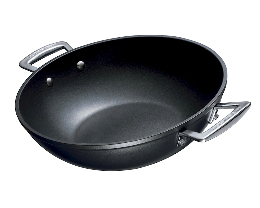 Wok in alluminio antiaderente nero Le Creuset