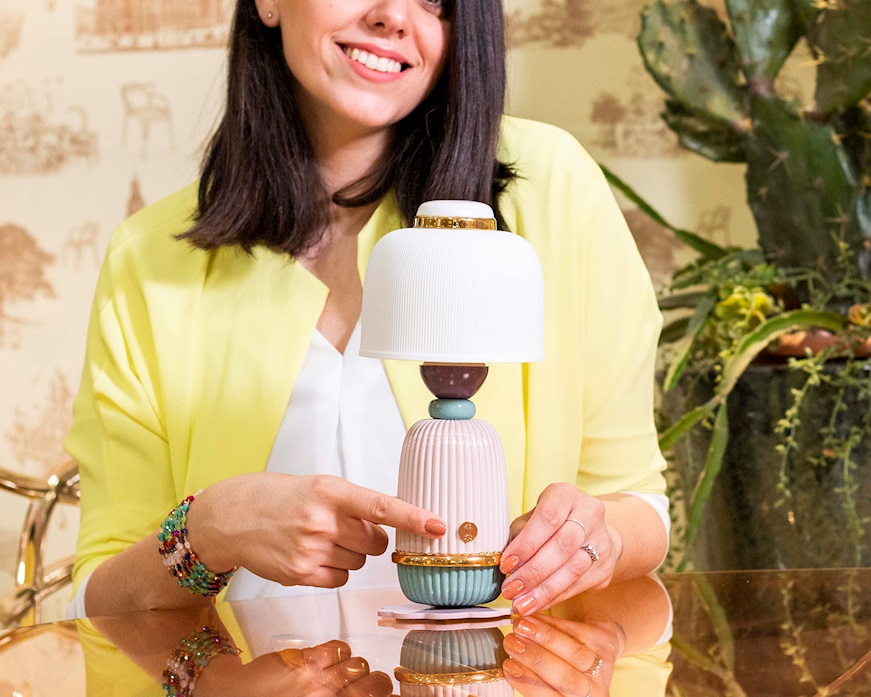 Lampada Kokeshi porcellana rosa Lladro'