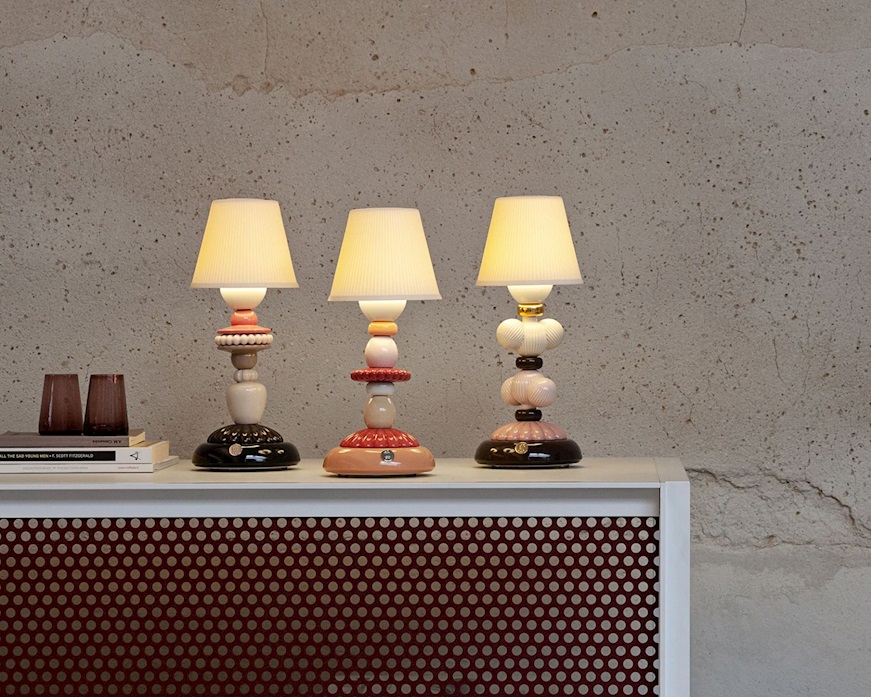 Table Lamp Firefly Sunflower porcelain Black Lladro'