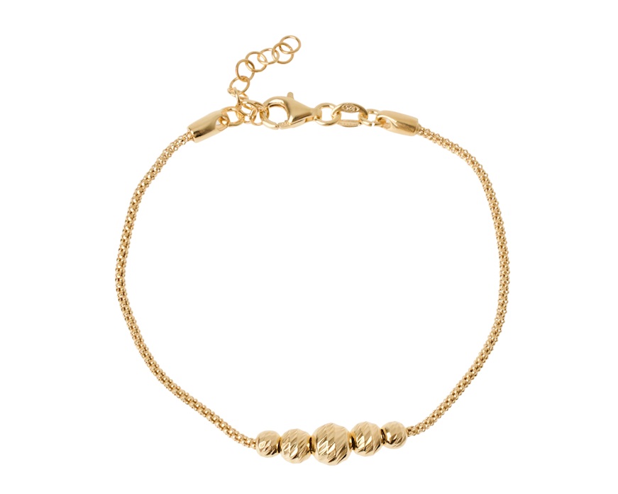 Bracciale argento dorato sfere diamantate centrali Selezione Zanolli