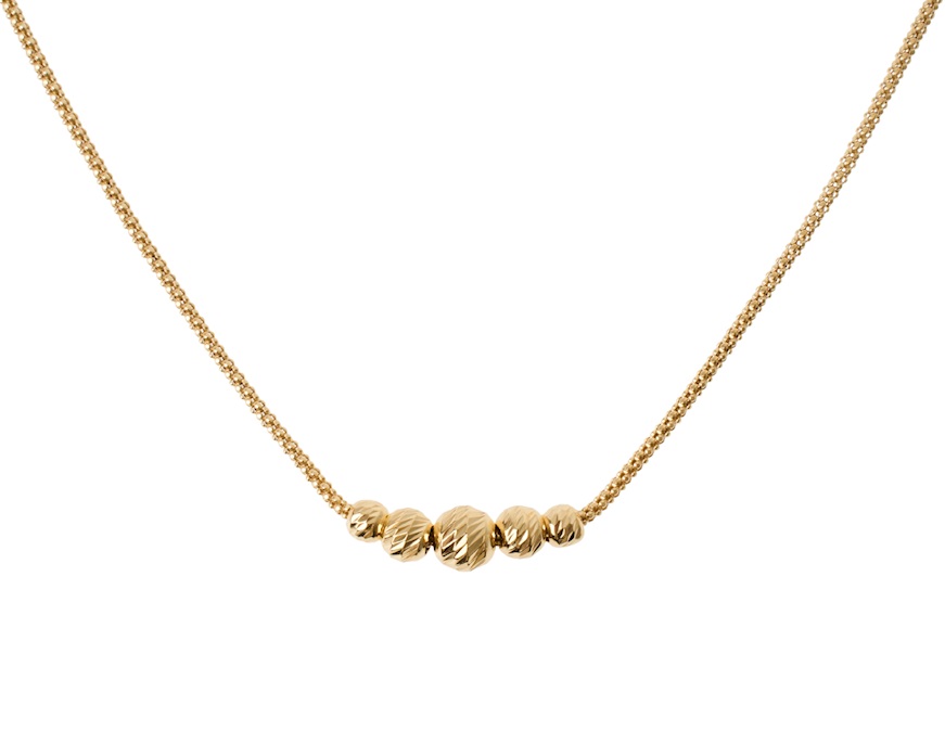 Collana argento dorato con sfere diamantate centrali Selezione Zanolli