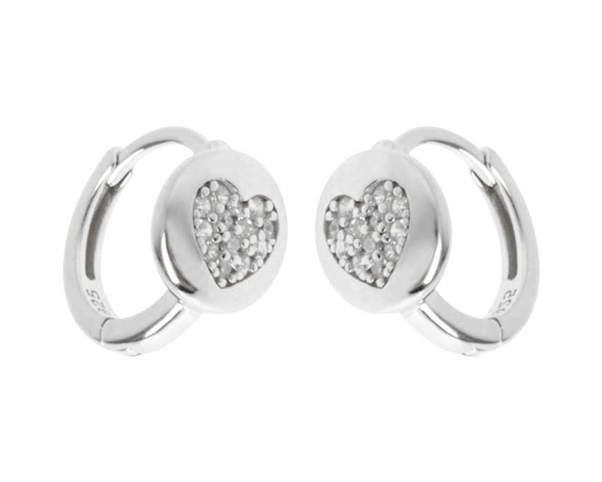 Orecchini argento con tondo cuore di zirconi Selezione Zanolli