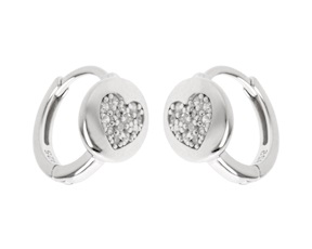 Orecchini argento con tondo cuore di zirconi Selezione Zanolli