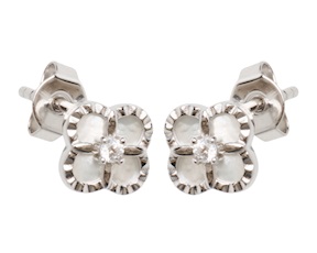 Orecchini argento con fiore di zirconi e madreperla Selezione Zanolli