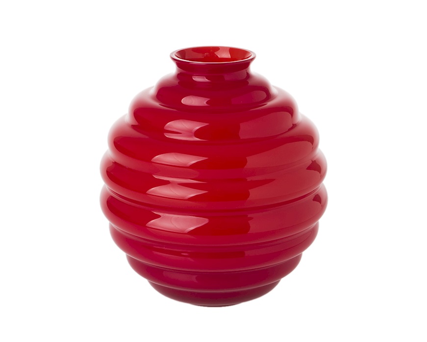 Vase Decò Murano glass red Venini