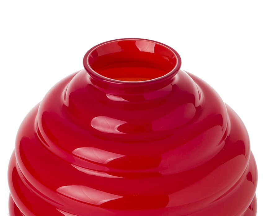 Vase Decò Murano glass red Venini