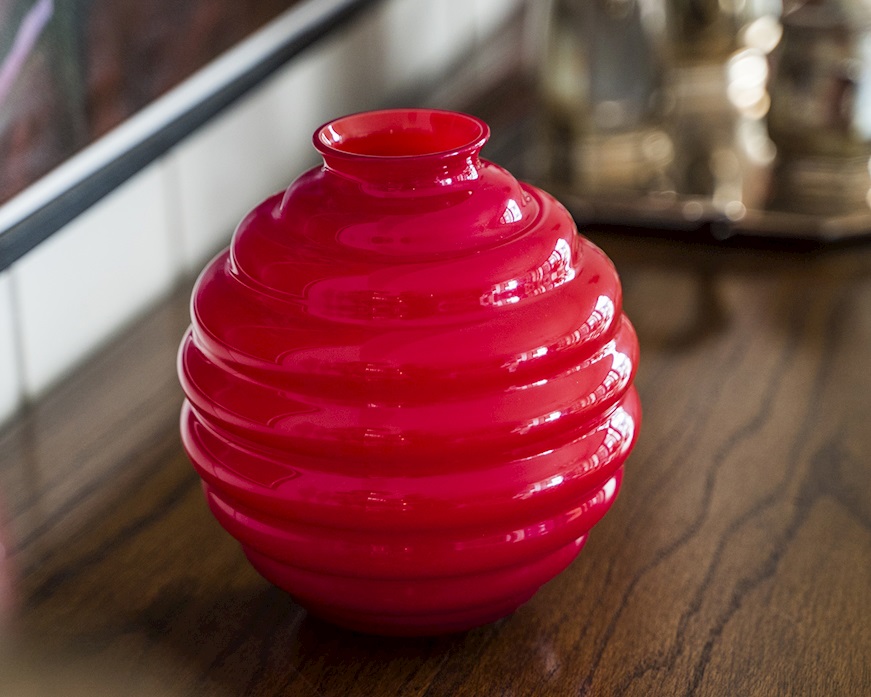 Vase Decò Murano glass red Venini