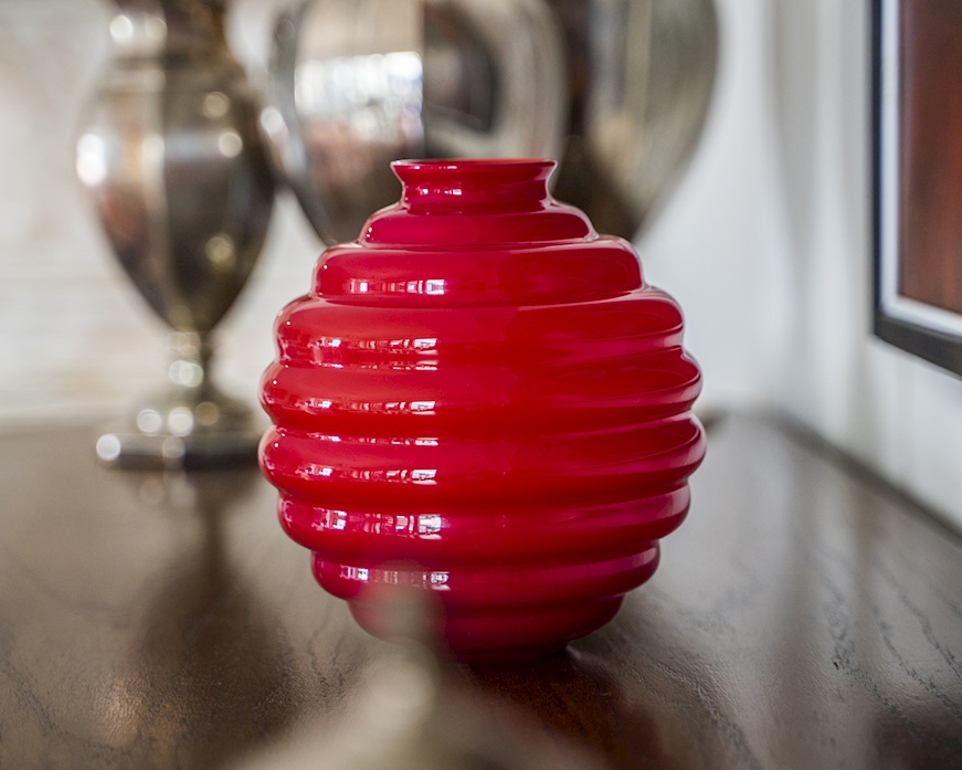 Vase Decò Murano glass red Venini