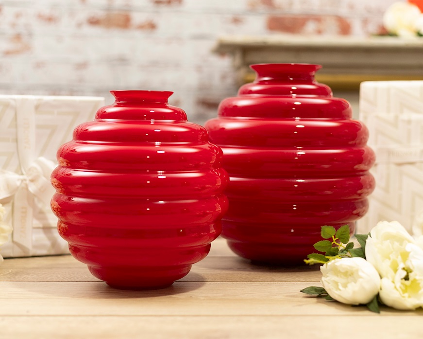 Vase Decò Murano glass red Venini
