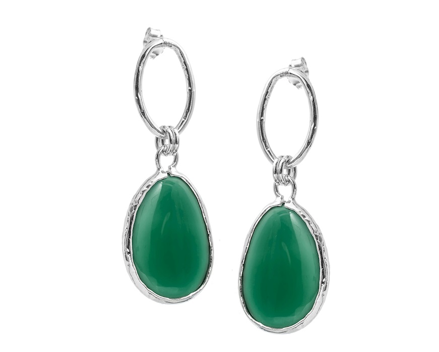 Orecchini Mediterranea argento con agata verde Selezione Zanolli