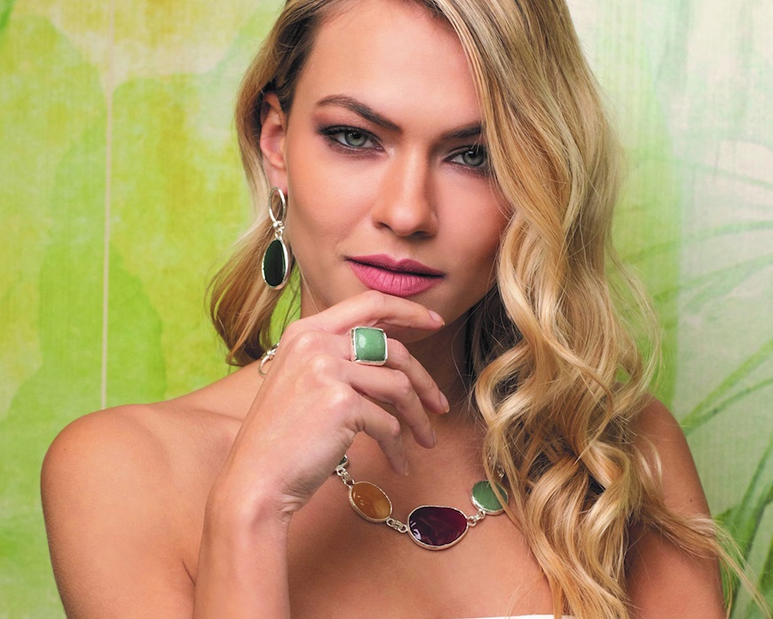 Collana Mediterranea argento con labradorite, giada miele, corniola, avventurina e madreperla Selezione Zanolli