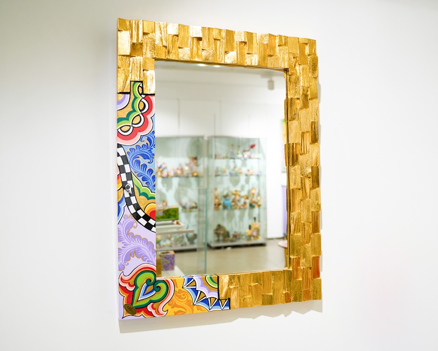Mirror Golden Wood M hand painted Tom's Drag