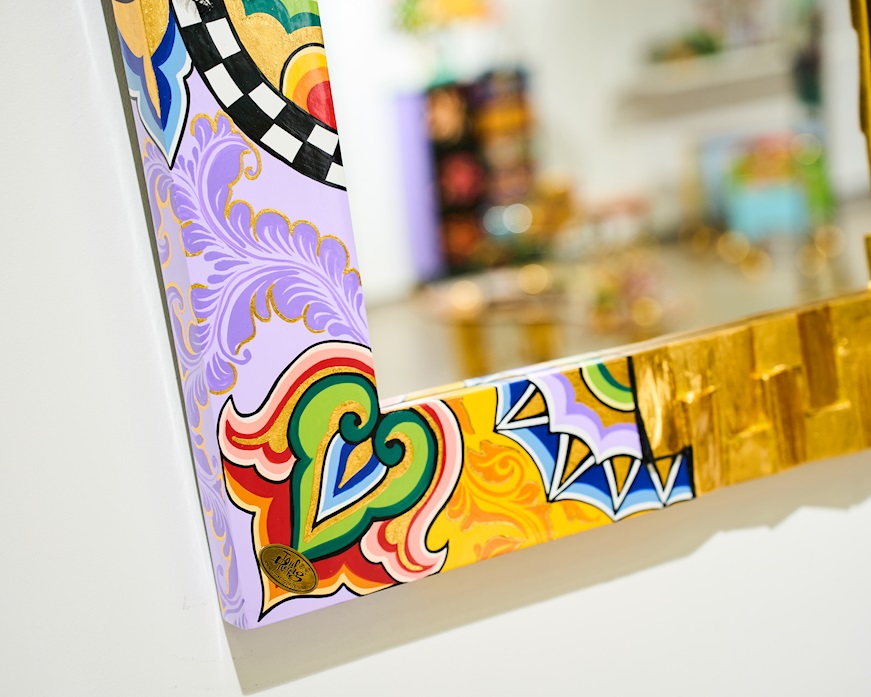 Mirror Golden Wood M hand painted Tom's Drag