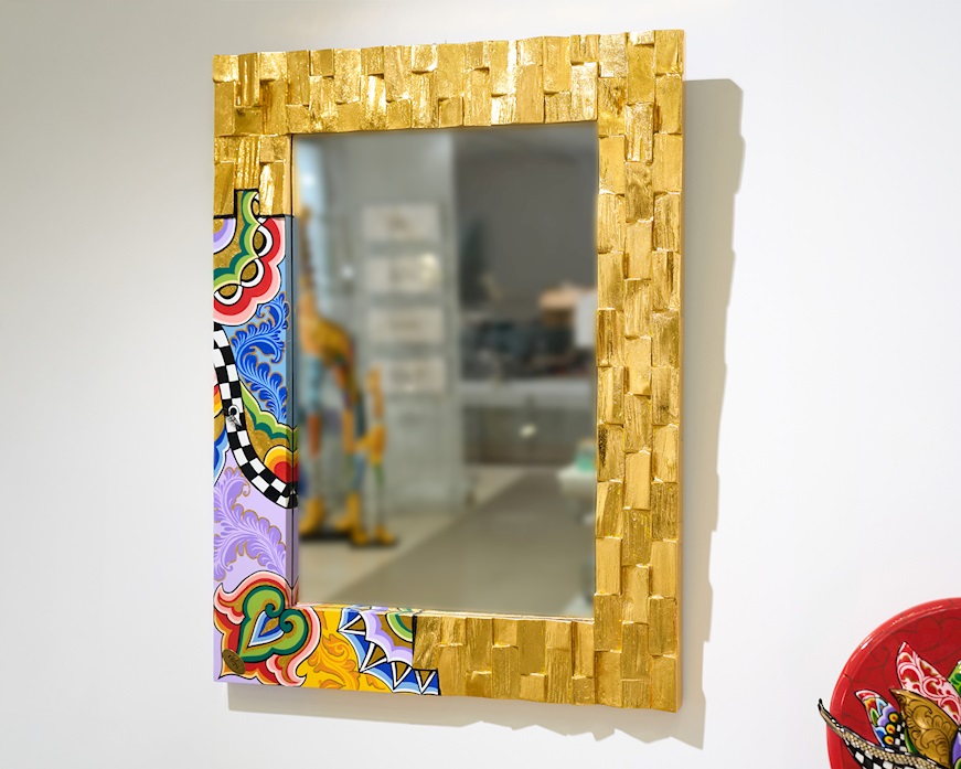 Mirror Golden Wood M hand painted Tom's Drag