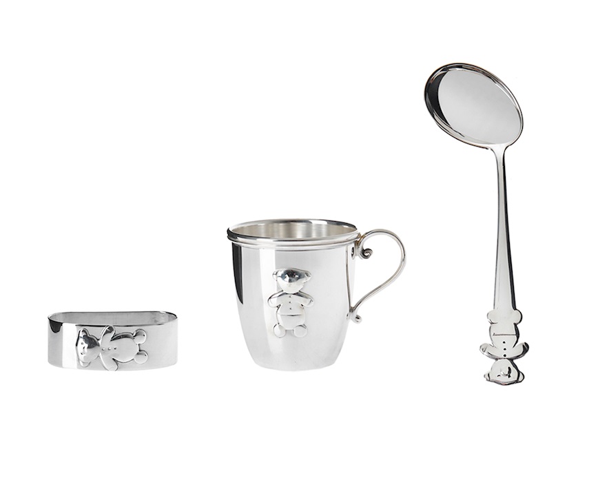 Baby set Teddy Bear silver 3 pieces Selezione Zanolli