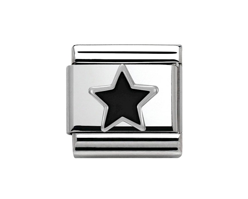 Black Star Composable steel silver and enamel Nomination