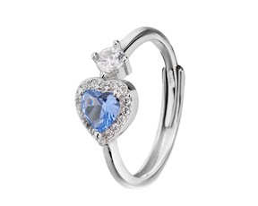 Anello argento con cuore zircone acquamarina Sovrani