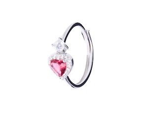 Anello argento con cuore zircone rubino Sovrani