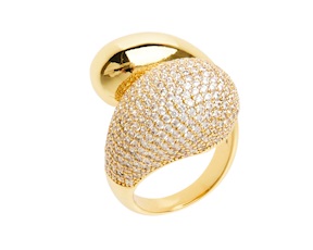 Anello ottone finitura oro e zirconi Sovrani