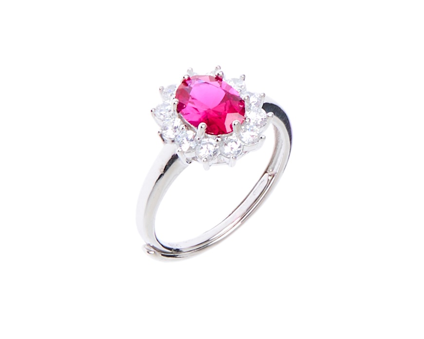Anello Luce argento con cubic zirconia e zircone rubino Sovrani